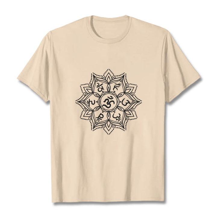 Buddha Stones Mandala Flower Om Mani Padme Hum Sanskrit Mantra T-Shirt - Biskuit - 2XL - image 10