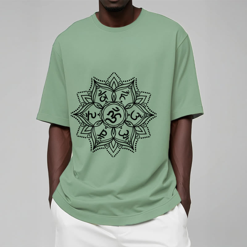 Buddha Stones Mandala Flower Om Mani Padme Hum Sanskrit Mantra T-Shirt - image 15
