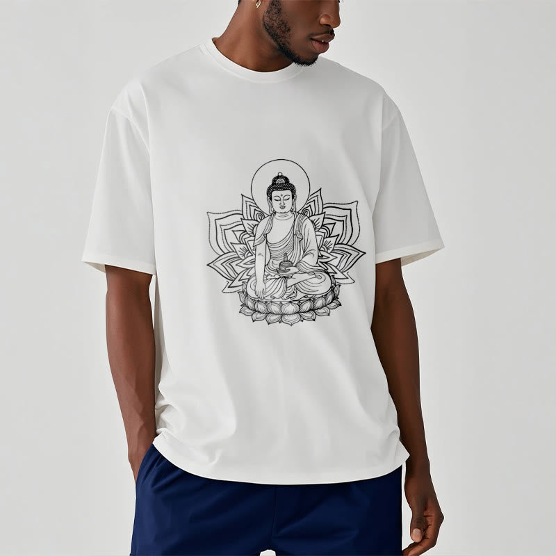 Buddha Stones ​​Medizin Buddha sitzt auf einem Lotus Sockel T-Shirt - image 6
