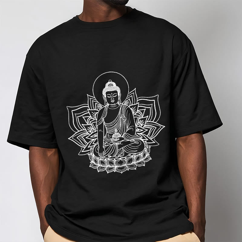 Buddha Stones ​​Medizin Buddha sitzt auf einem Lotus Sockel T-Shirt - image 1