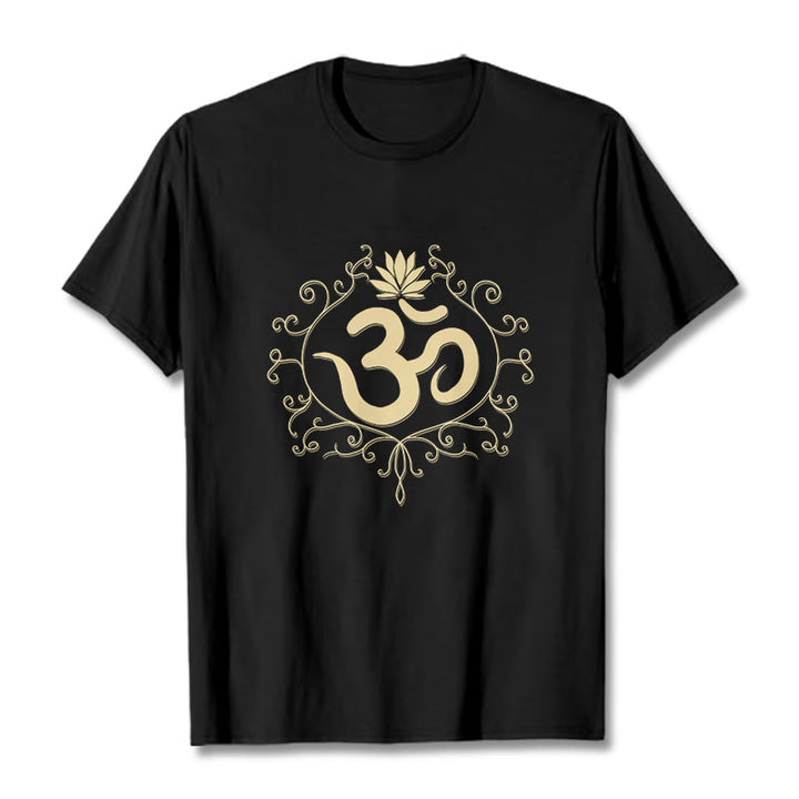 Buddha Stones ​​Om Symbol Reben Lotus Blume T T-shirt - Schwarz - 2XL - image 0