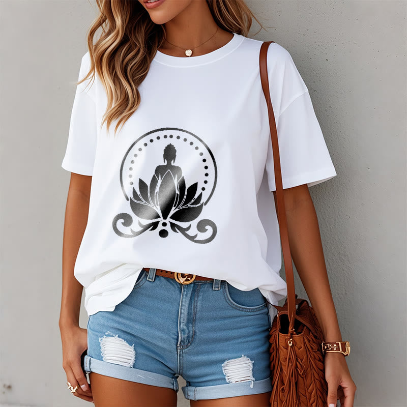 Buddha Stones ​​Meditation Buddha sitzt auf einer Lotusblume T-Shirt - image 9