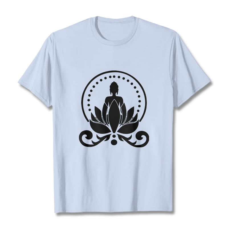 Buddha Stones ​​Meditation Buddha sitzt auf einer Lotusblume T-Shirt - Hellcyan - 2XL - image 18