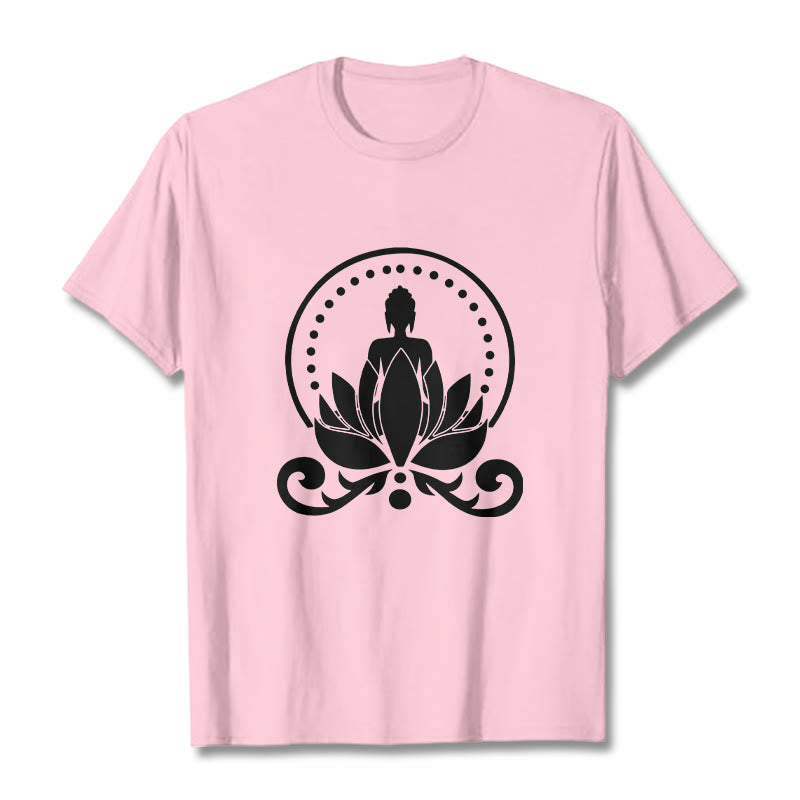 Buddha Stones ​​Meditation Buddha sitzt auf einer Lotusblume T-Shirt - Hellrosa - 2XL - image 12