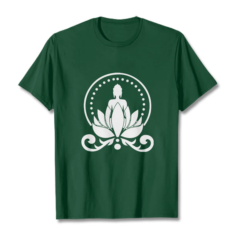Buddha Stones ​​Meditation Buddha sitzt auf einer Lotusblume T-Shirt - WaldGrün - 2XL - image 1
