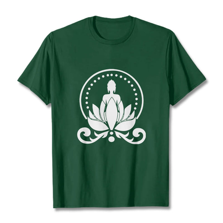 Buddha Stones ​​Meditation Buddha sitzt auf einer Lotusblume T-Shirt - WaldGrün - 2XL - image 1