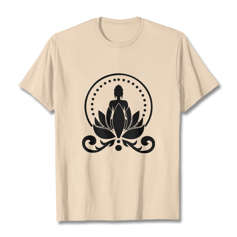 Buddha Stones ​​Meditation Buddha sitzt auf einer Lotusblume T-Shirt - Bisque - 2XL - image 11