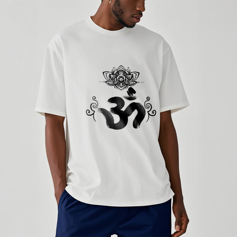 Buddha Stones ​​Om Symbol Sanskrit Floral T T-shirt - image 1