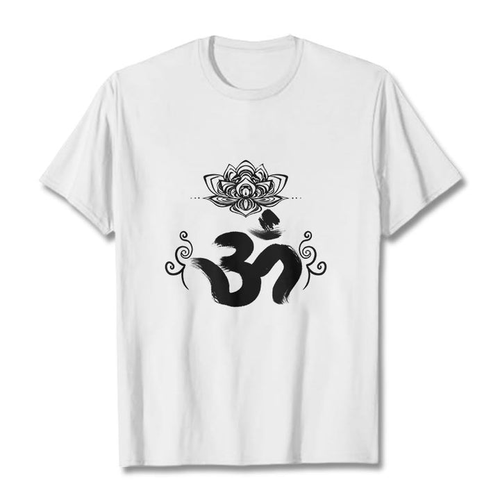 Buddha Stones ​​Om Symbol Sanskrit Floral T T-shirt - Weiß - 2XL - image 0