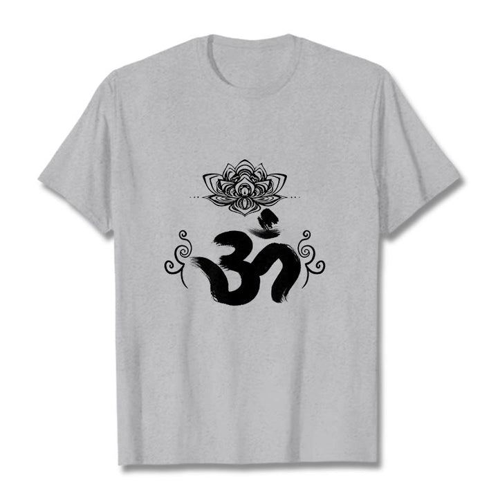 Buddha Stones ​​Om Symbol Sanskrit Floral T T-shirt - Hellgrau - 2XL - image 10