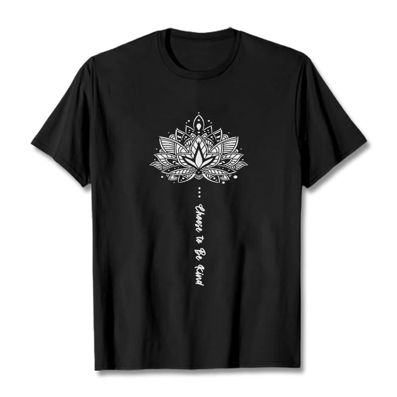 Buddha Stones Choose To Be Kind Geometrisches Blumen-T-Shirt - Schwarz - 2XL - image 4