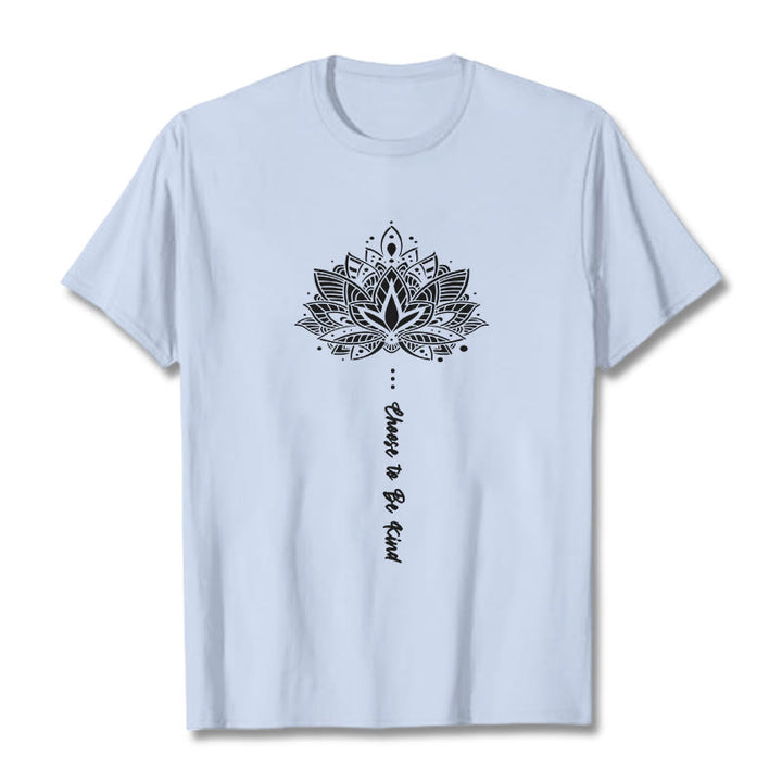 Buddha Stones Choose To Be Kind Geometrisches Blumen-T-Shirt - HellCyan - 2XL - image 19