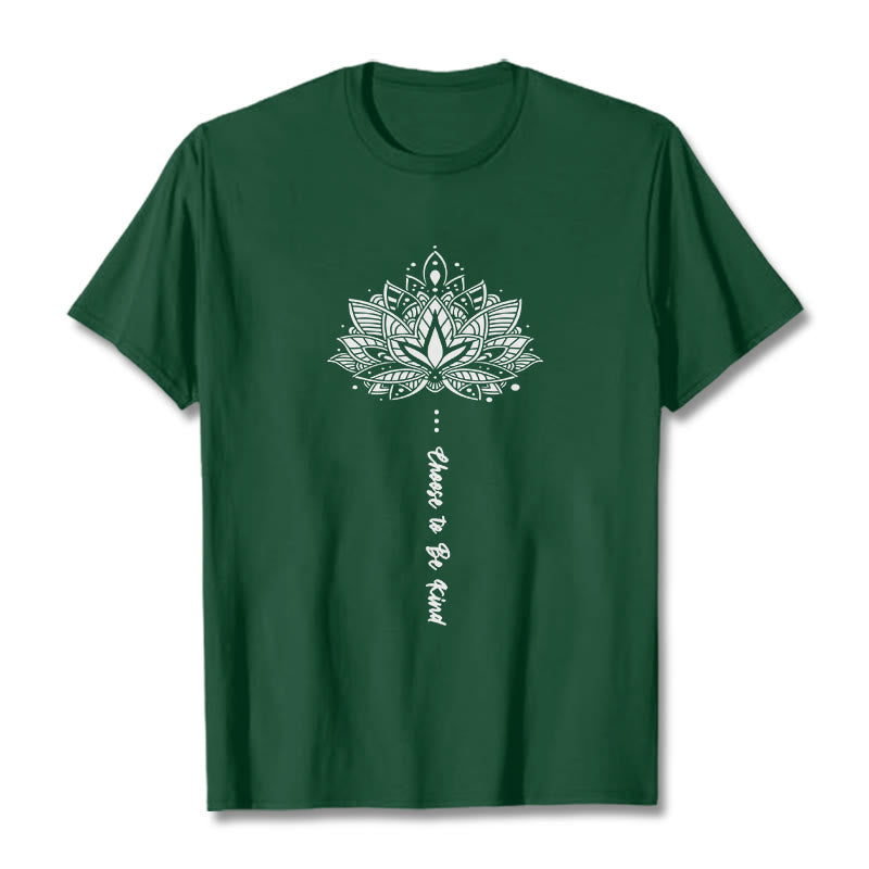 Buddha Stones Choose To Be Kind Geometrisches Blumen-T-Shirt - Waldgrün - 2XL - image 0