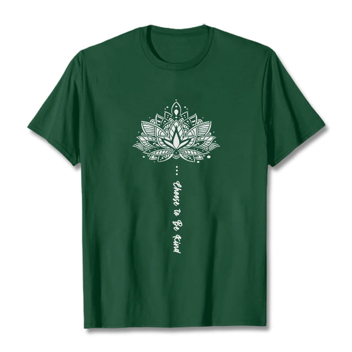 Buddha Stones Choose To Be Kind Geometrisches Blumen-T-Shirt - Waldgrün - 2XL - image 0