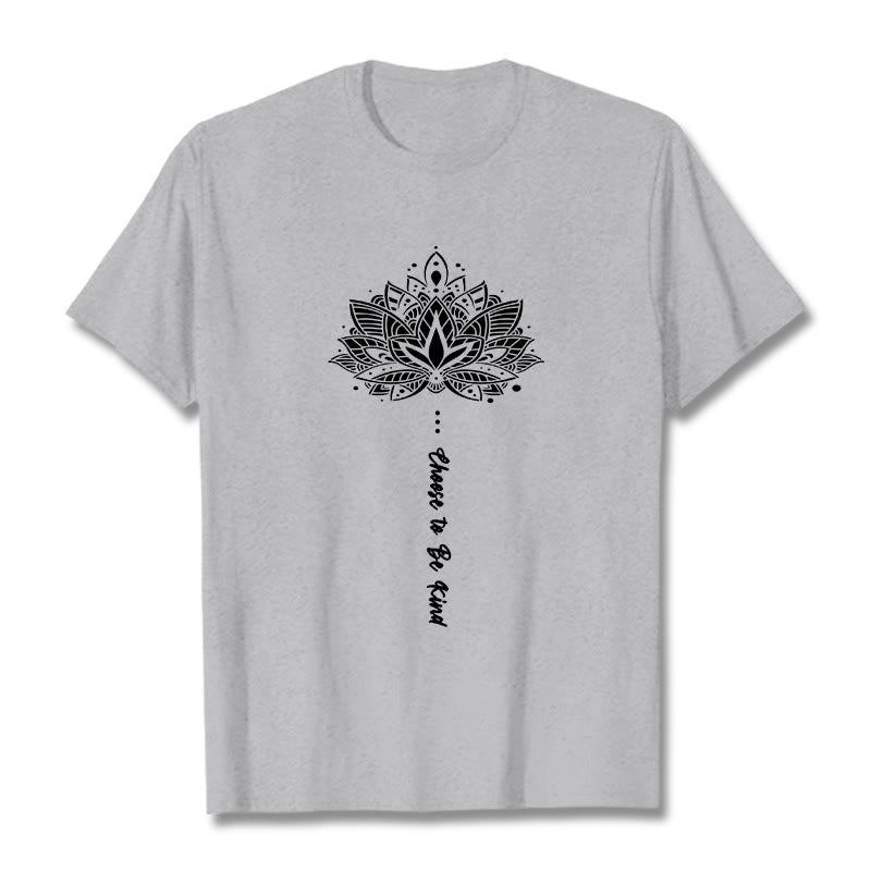 Buddha Stones Choose To Be Kind Geometrisches Blumen-T-Shirt - Hellgrau - 2XL - image 19