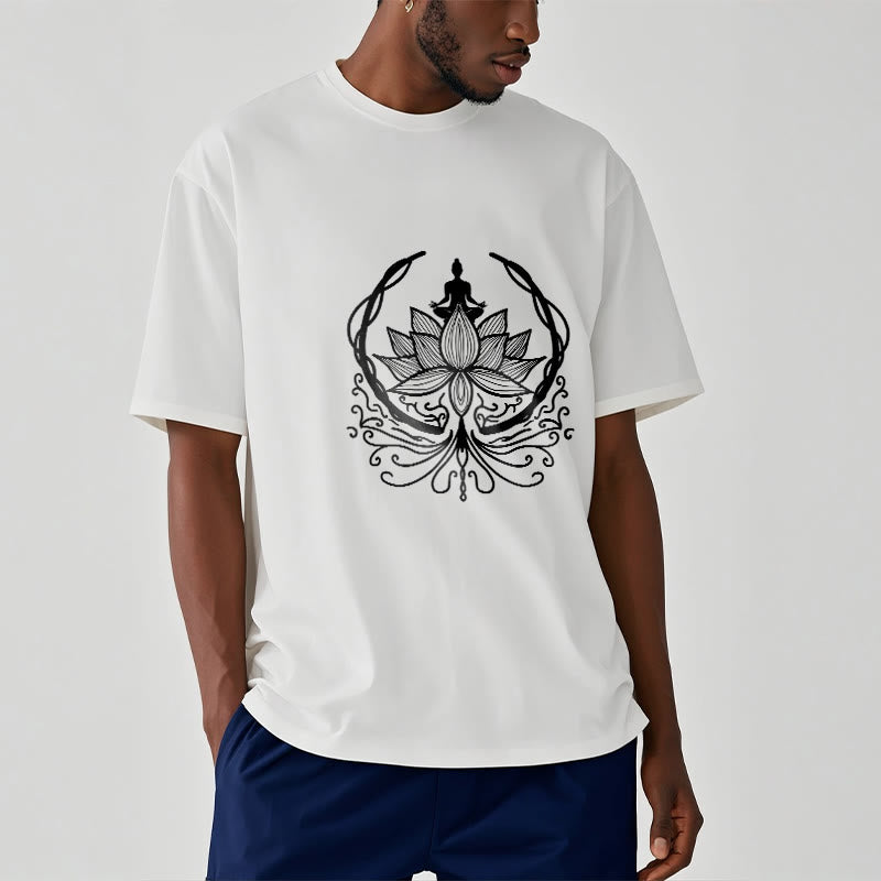 Buddha Stones ​​Meditation Buddha sitzt in einer Lotusblume T-Shirt - image 1