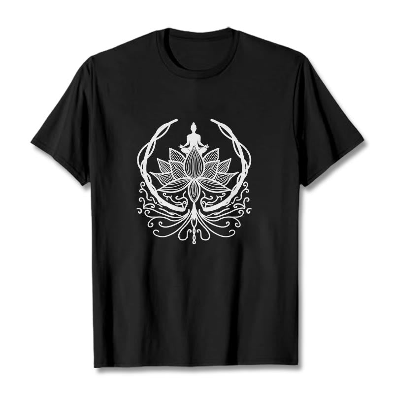 Buddha Stones ​​Meditation Buddha sitzt in einer Lotusblume T-Shirt - Schwarz - 2XL - image 6