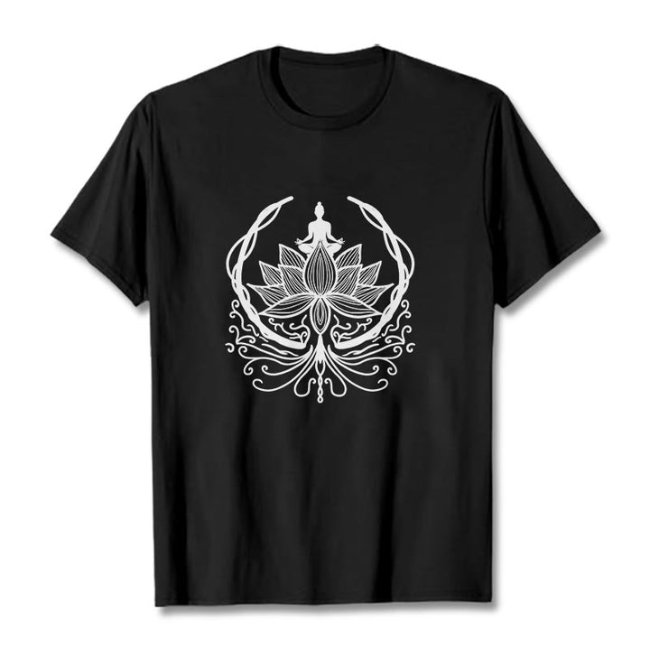 Buddha Stones ​​Meditation Buddha sitzt in einer Lotusblume T-Shirt - Schwarz - 2XL - image 6