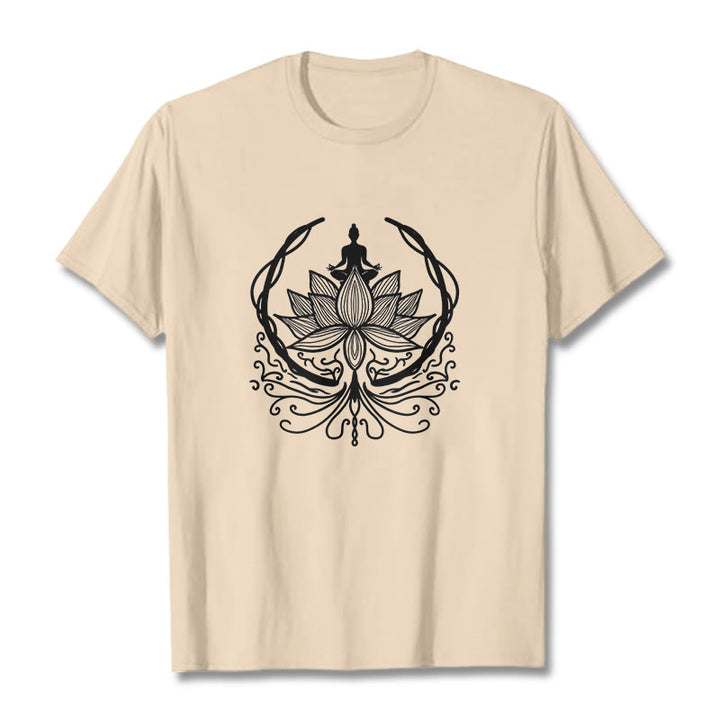 Buddha Stones ​​Meditation Buddha sitzt in einer Lotusblume T-Shirt - Biskuit - 2XL - image 10