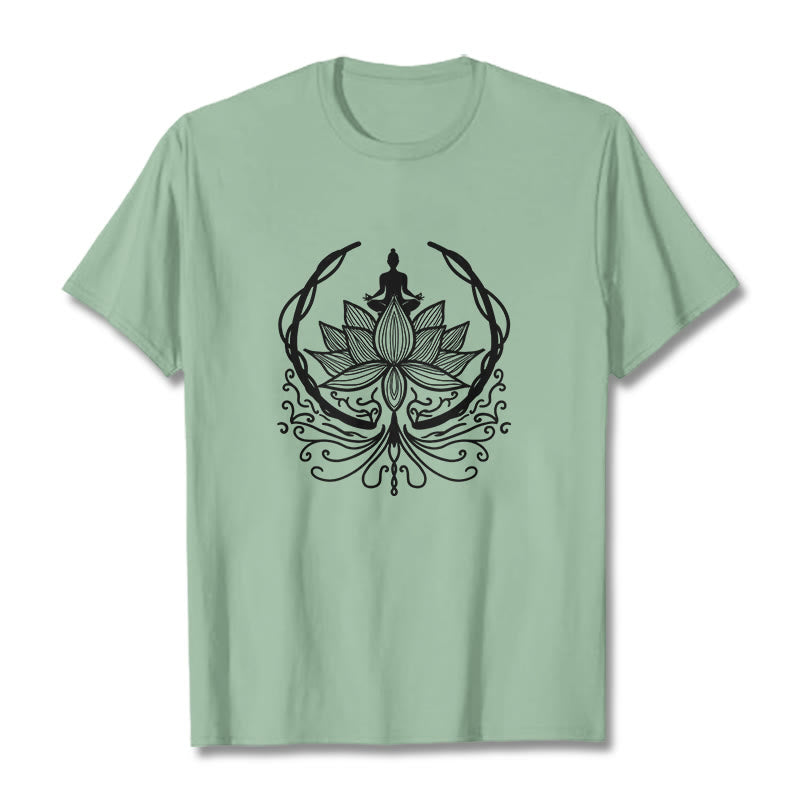 Buddha Stones ​​Meditation Buddha sitzt in einer Lotusblume T-Shirt - Blassgrün - 2XL - image 15