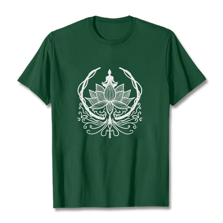 Buddha Stones ​​Meditation Buddha sitzt in einer Lotusblume T-Shirt - Waldgrün - 2XL - image 4