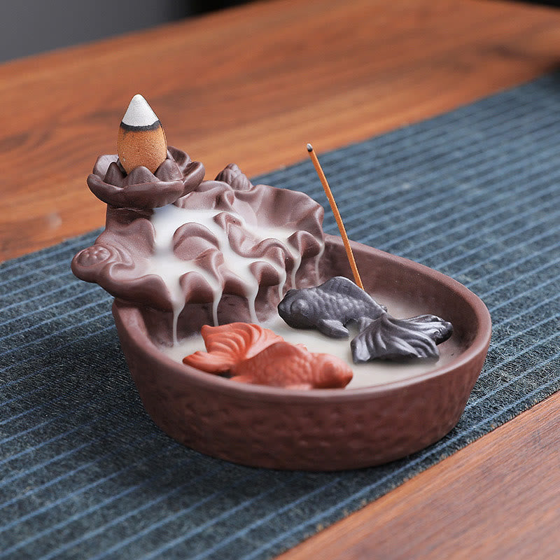Buddha Stones, Koi-Fisch, Ochse, lila Ton, Keramik, Räucherstäbchenhalter, heilende Räuchergefäß-Dekoration - image 7