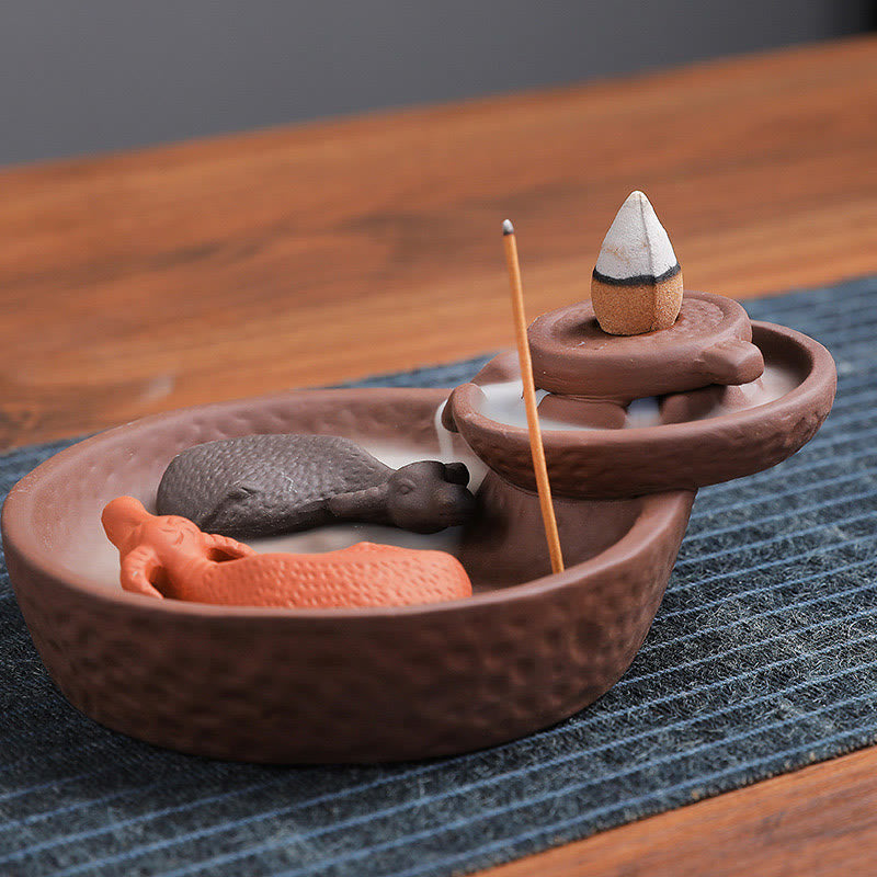 Buddha Stones, Koi-Fisch, Ochse, lila Ton, Keramik, Räucherstäbchenhalter, heilende Räuchergefäß-Dekoration - image 2