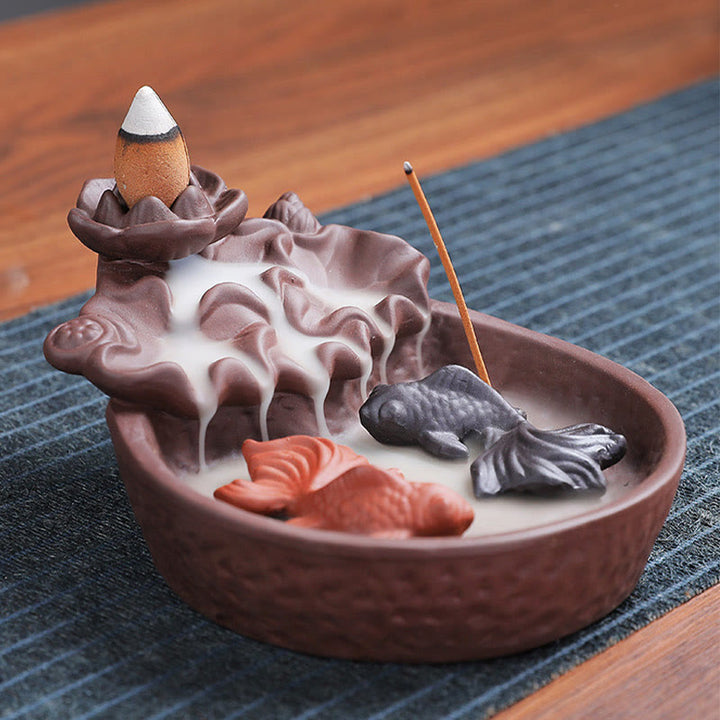 Buddha Stones, Koi-Fisch, Ochse, lila Ton, Keramik, Räucherstäbchenhalter, heilende Räuchergefäß-Dekoration - image 9