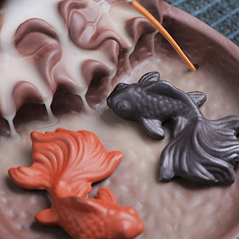 Buddha Stones, Koi-Fisch, Ochse, lila Ton, Keramik, Räucherstäbchenhalter, heilende Räuchergefäß-Dekoration - image 12