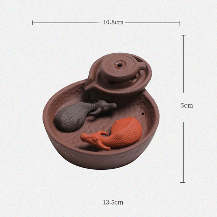 Buddha Stones, Koi-Fisch, Ochse, lila Ton, Keramik, Räucherstäbchenhalter, heilende Räuchergefäß-Dekoration - image 4