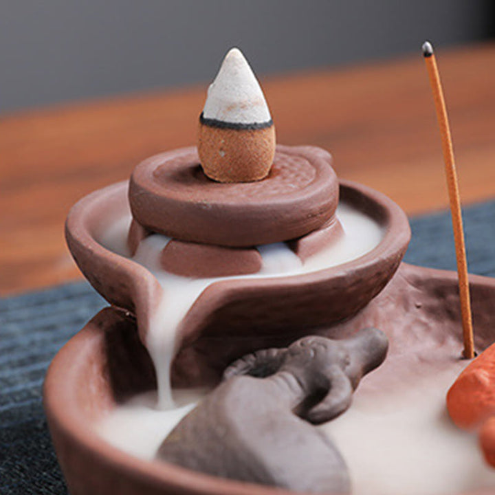 Buddha Stones, Koi-Fisch, Ochse, lila Ton, Keramik, Räucherstäbchenhalter, heilende Räuchergefäß-Dekoration - image 3
