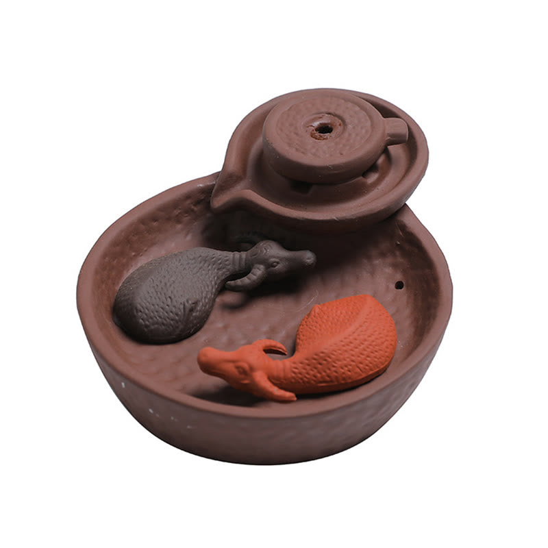 Buddha Stones, Koi-Fisch, Ochse, lila Ton, Keramik, Räucherstäbchenhalter, heilende Räuchergefäß-Dekoration - image 5