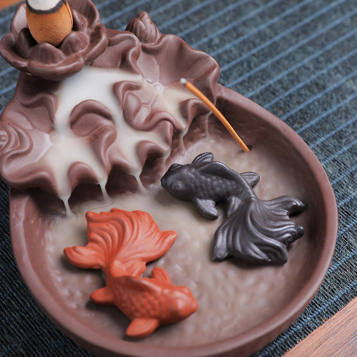 Buddha Stones, Koi-Fisch, Ochse, lila Ton, Keramik, Räucherstäbchenhalter, heilende Räuchergefäß-Dekoration - image 11
