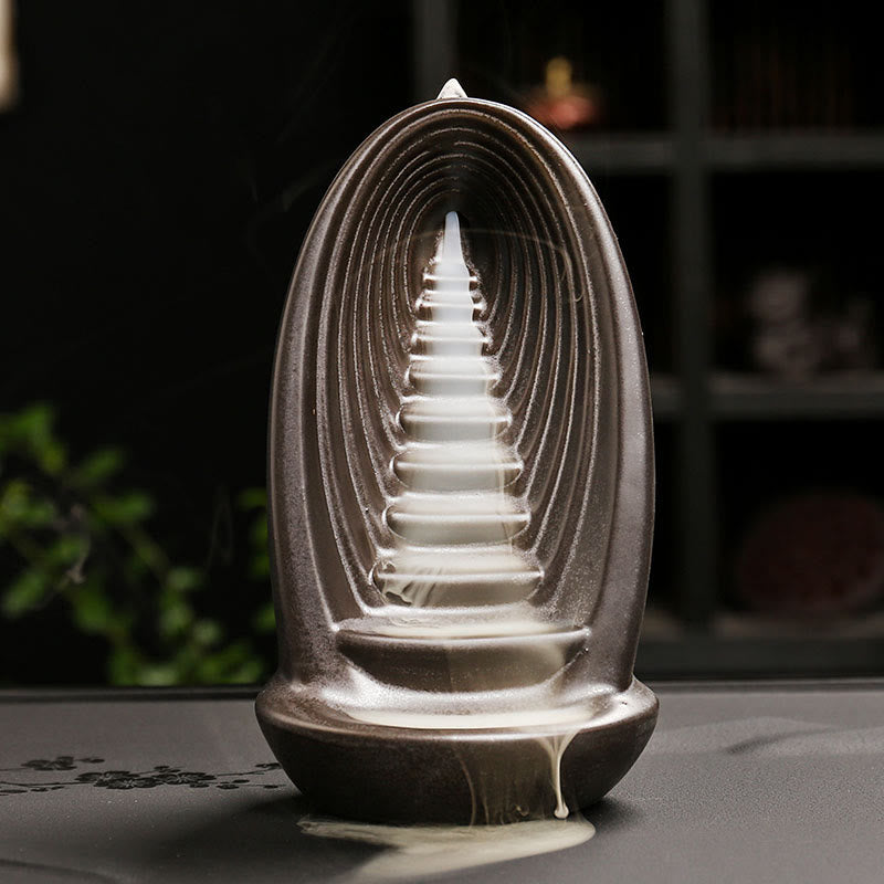 Buddha Stones, Treppen, Berge, Wasser, Buddha-Hand, Keramik, Rückfluss, Rauchbrunnen, Meditation, Weihrauchbrenner, Dekoration - Treppe 9,7*8,1*16,8 cm - image 1