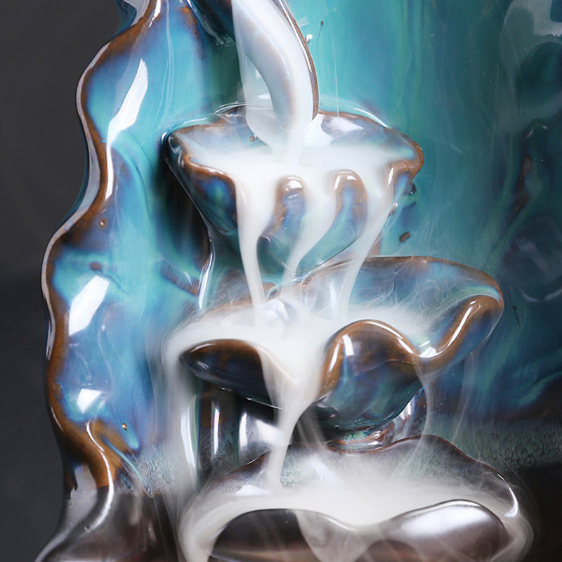 Buddha Stones, blaues Lotusblatt, Keramik, Rückfluss-Rauchbrunnen, spirituelle Weihrauchbrenner-Dekoration - image 8