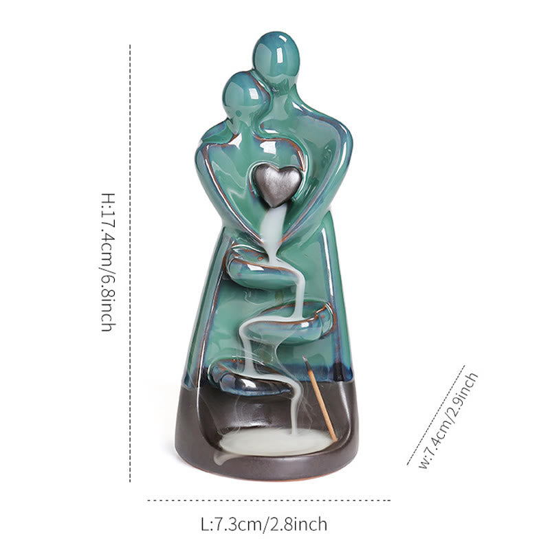 Buddha Stones, Liebespaar, Umarmung, Liebe, Keramik, Rückfluss, Rauchbrunnen, heilende Weihrauchbrenner-Dekoration - image 11