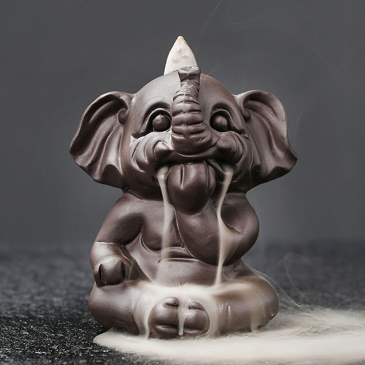 Buddha Stones, süßer Elefant, lila Ton, Rückfluss-Rauchbrunnen, Friedensheilung, Weihrauchbrenner, Dekoration - Sagen Sie nicht 6,6 * 8,5 * 9,3 cm - image 28