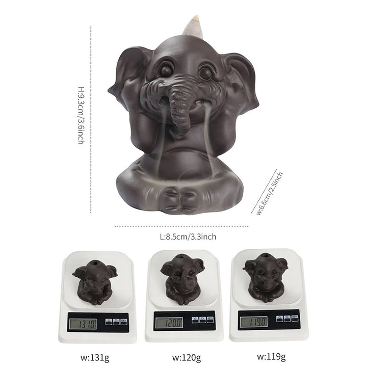 Buddha Stones, süßer Elefant, lila Ton, Rückfluss-Rauchbrunnen, Friedensheilung, Weihrauchbrenner, Dekoration - image 4