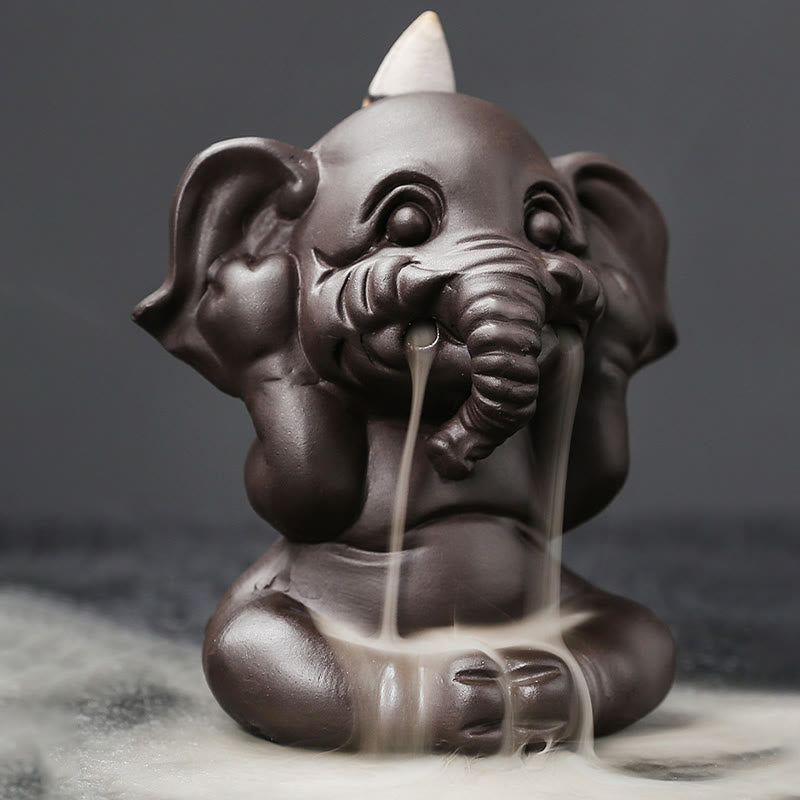 Buddha Stones, süßer Elefant, lila Ton, Rückfluss-Rauchbrunnen, Friedensheilung, Weihrauchbrenner, Dekoration - image 16