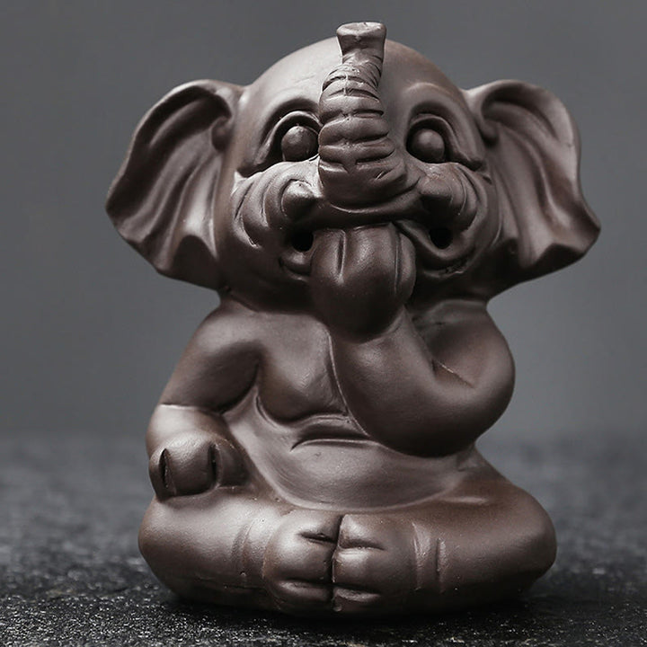 Buddha Stones, süßer Elefant, lila Ton, Rückfluss-Rauchbrunnen, Friedensheilung, Weihrauchbrenner, Dekoration - image 29