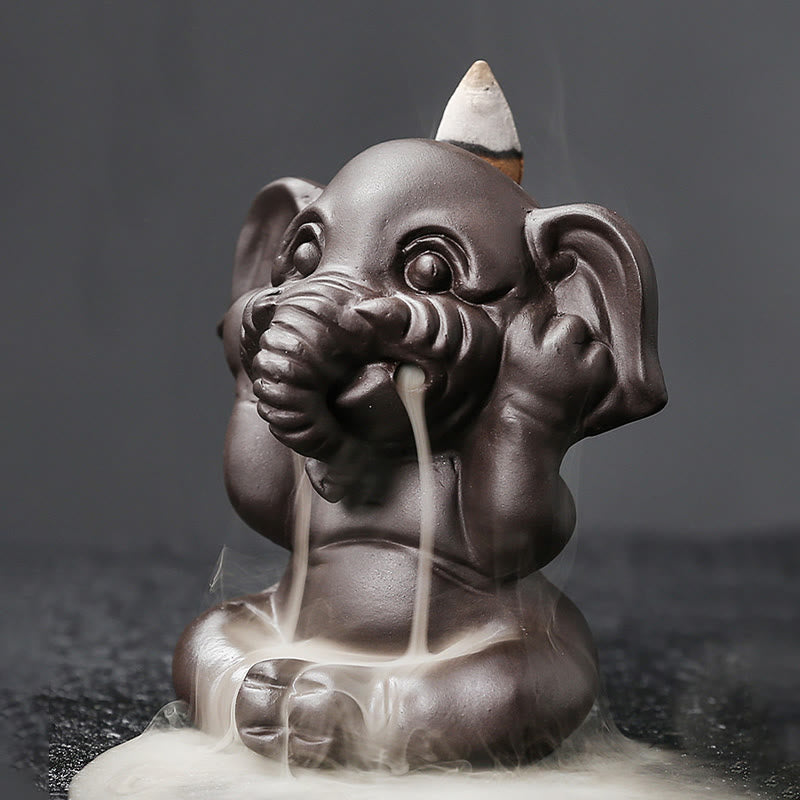 Buddha Stones, süßer Elefant, lila Ton, Rückfluss-Rauchbrunnen, Friedensheilung, Weihrauchbrenner, Dekoration - image 17
