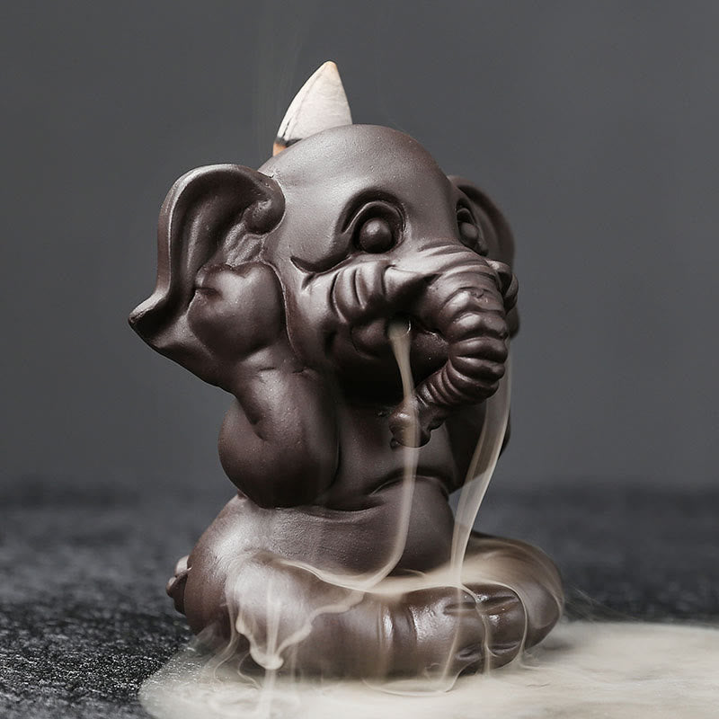 Buddha Stones, süßer Elefant, lila Ton, Rückfluss-Rauchbrunnen, Friedensheilung, Weihrauchbrenner, Dekoration - image 19