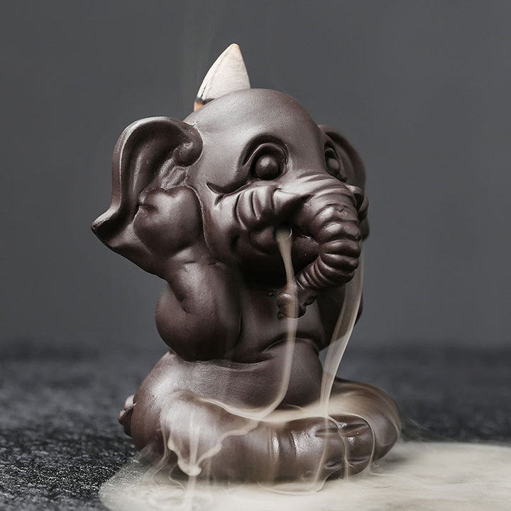Buddha Stones, süßer Elefant, lila Ton, Rückfluss-Rauchbrunnen, Friedensheilung, Weihrauchbrenner, Dekoration - image 19