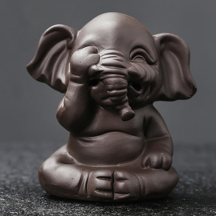 Buddha Stones, süßer Elefant, lila Ton, Rückfluss-Rauchbrunnen, Friedensheilung, Weihrauchbrenner, Dekoration - image 9