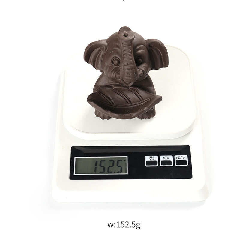 Buddha Stones, kleiner Elefant, hält Blatt, lila Ton, Rückfluss-Rauchbrunnen, heilende Weihrauchbrenner-Dekoration - image 16