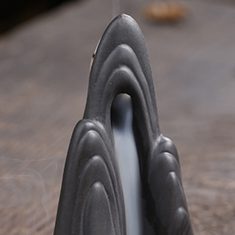 Buddha Stones, kleiner Mönch, Berge, fließendes Wasser, lila Ton, Keramik, heilende Rückfluss-Räuchergefäß-Dekoration - image 8