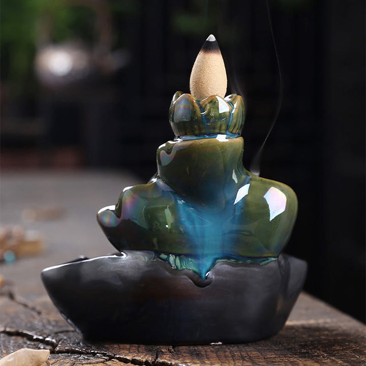 Buddha Stones, Lotusblatt, Koi-Fisch, Keramik, Rückfluss-Rauchbrunnen, Frieden, Weihrauchbrenner, Dekoration - image 4