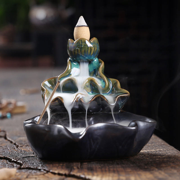 Buddha Stones, Lotusblatt, Koi-Fisch, Keramik, Rückfluss-Rauchbrunnen, Frieden, Weihrauchbrenner, Dekoration - image 5