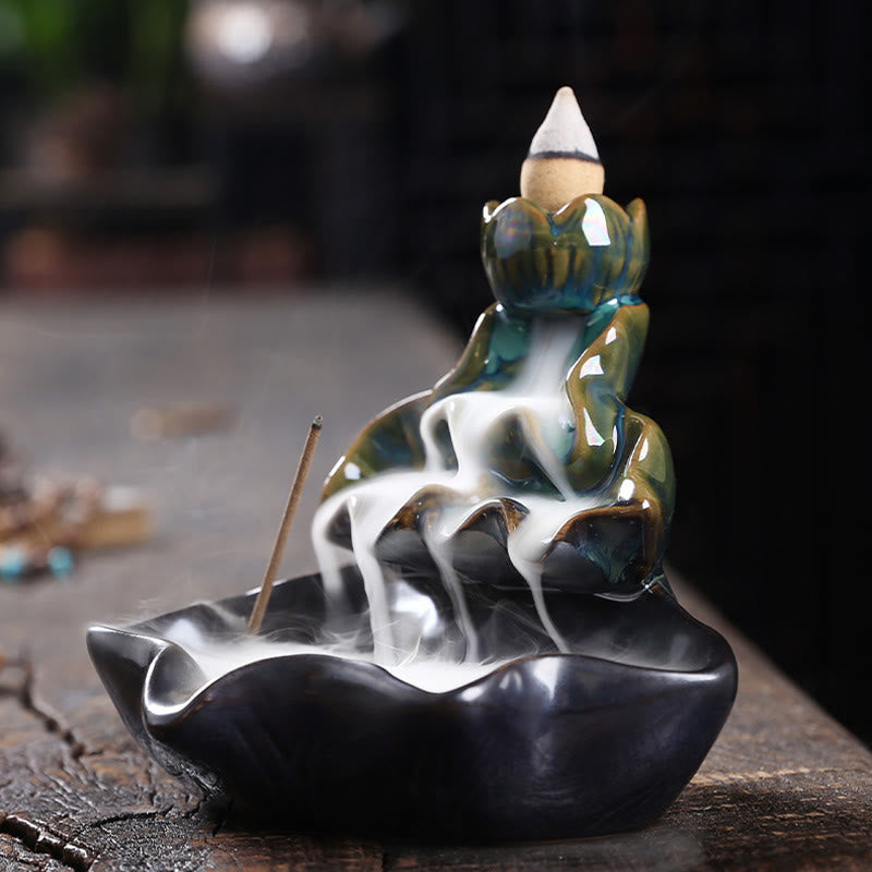Buddha Stones, Lotusblatt, Koi-Fisch, Keramik, Rückfluss-Rauchbrunnen, Frieden, Weihrauchbrenner, Dekoration - image 3