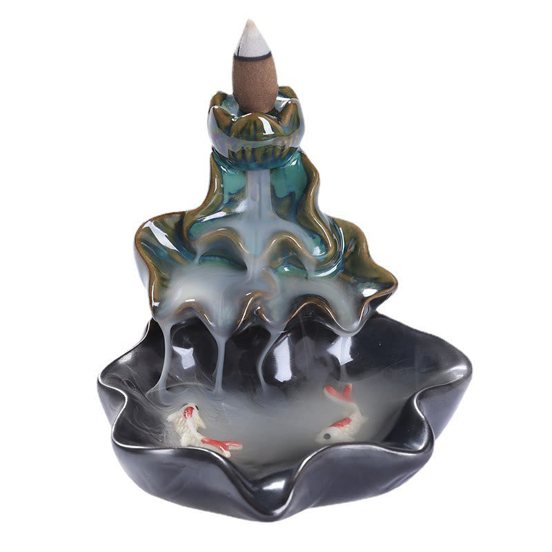 Buddha Stones, Lotusblatt, Koi-Fisch, Keramik, Rückfluss-Rauchbrunnen, Frieden, Weihrauchbrenner, Dekoration - image 10